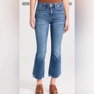 Frame Denim Le Crop Mini Boot Distressed Stretch Raw Hem Denim Jeans